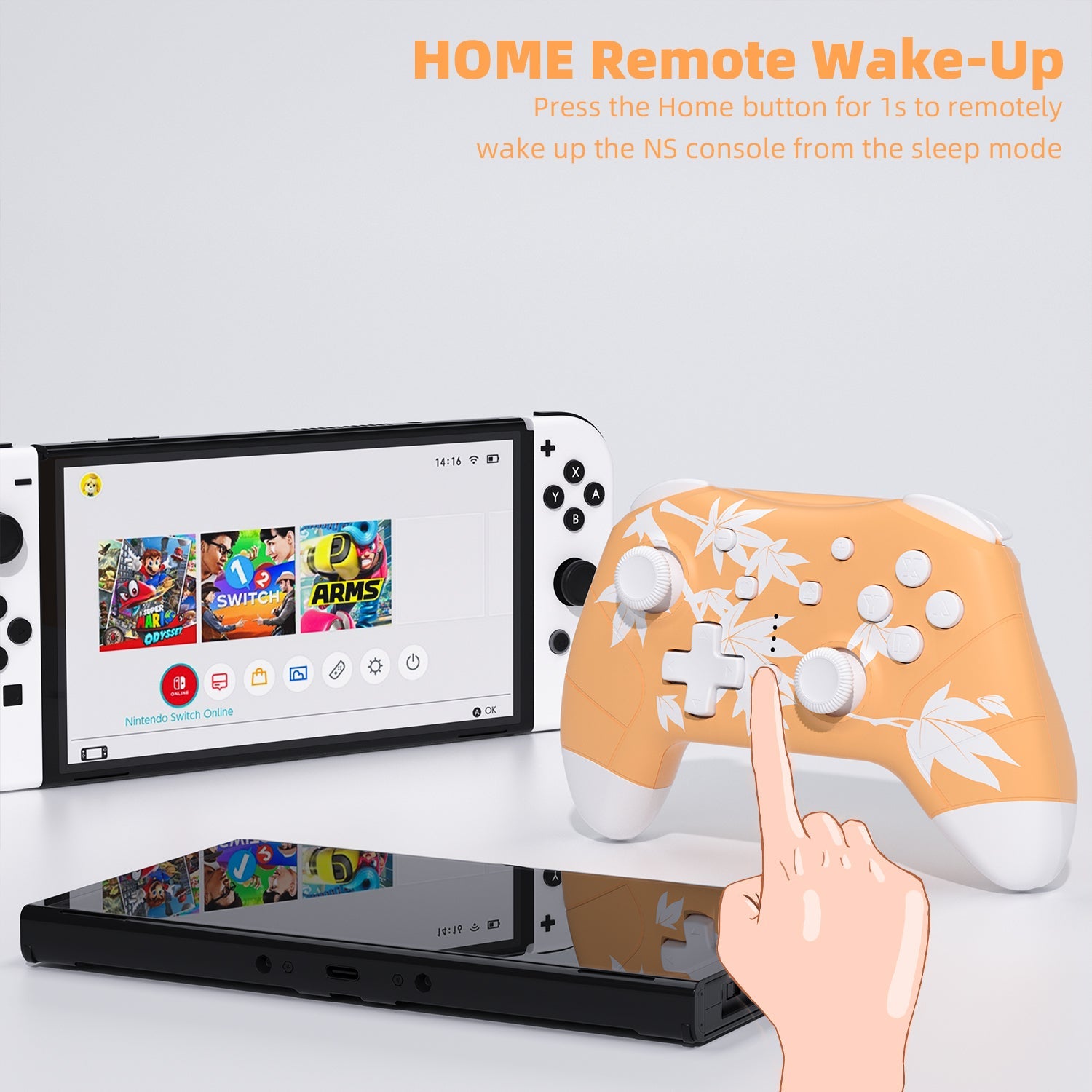 Mytrix Maple Yellow Wireless Switch Pro Controller for Nintendo Switch, the Newest Switch OLED, and Switch Lite Mytrix Maple Yellow Wireless Switch Pro Controller for Nintendo Switch, the Newest Switch OLED, and Switch Lite
